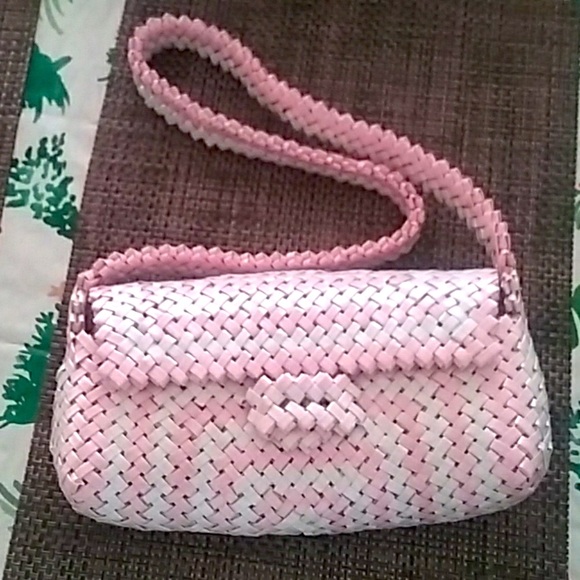 Handmade candy wrapper purse pink and white - Picture 1 of 7
